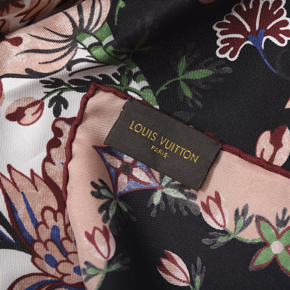 Louis Vuitton Silk Floral Square Scarf Black Pink 3 of 3