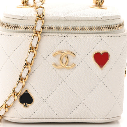Chanel Caviar Quilted Enamel Coco Casino Mini Vanity Case With Chain White 8 of 17
