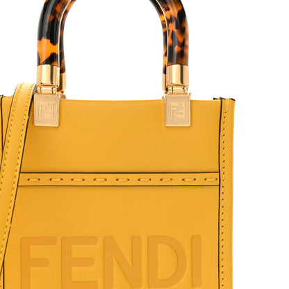 Fendi Vitello King Plexiglass Logo Embossed Mini Fendi Sunshine Shopper Tote Mimosa 8 of 11
