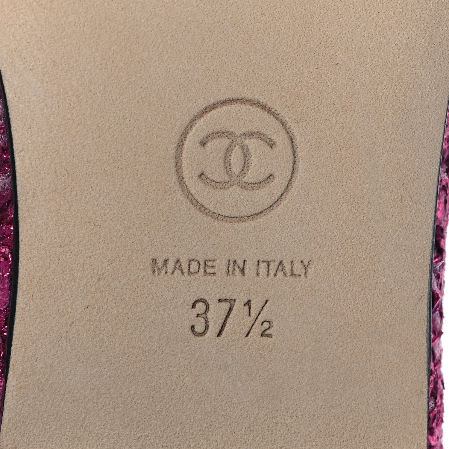 Chanel Tweed Grosgrain Cap Toe Ballerina Flats 37.5 Fuchsia Black 8 of 8