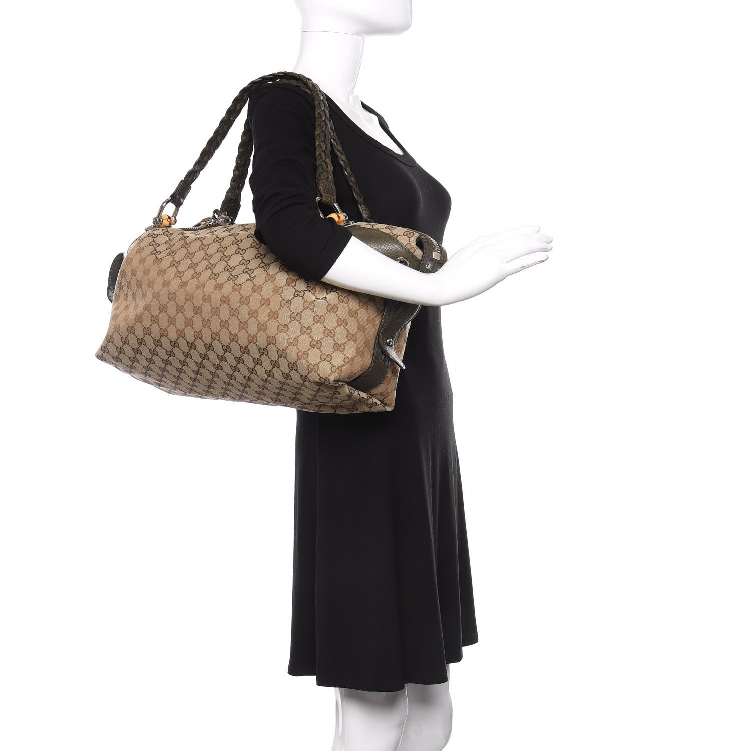 Gucci Monogram Bamboo Bar Medium Tote Olive 2 of 12