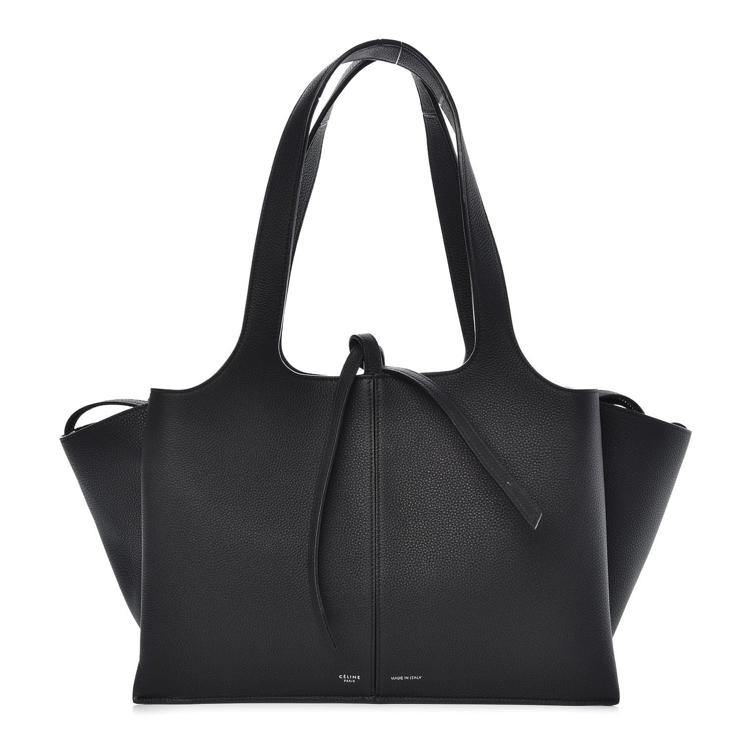 Baby Grained Calfskin Medium Tri-Fold Bag Black
