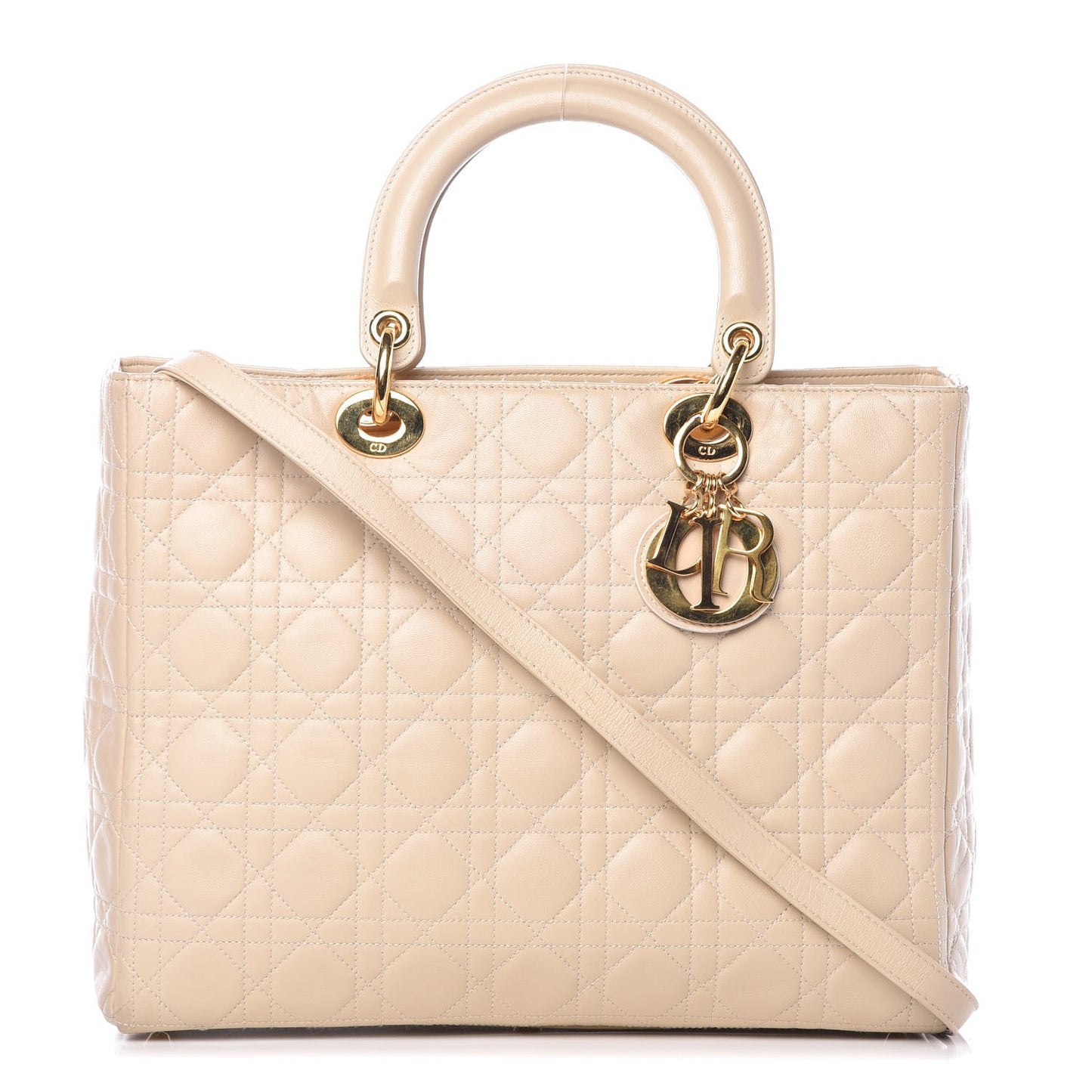 Lambskin Cannage Large Lady Dior Beige