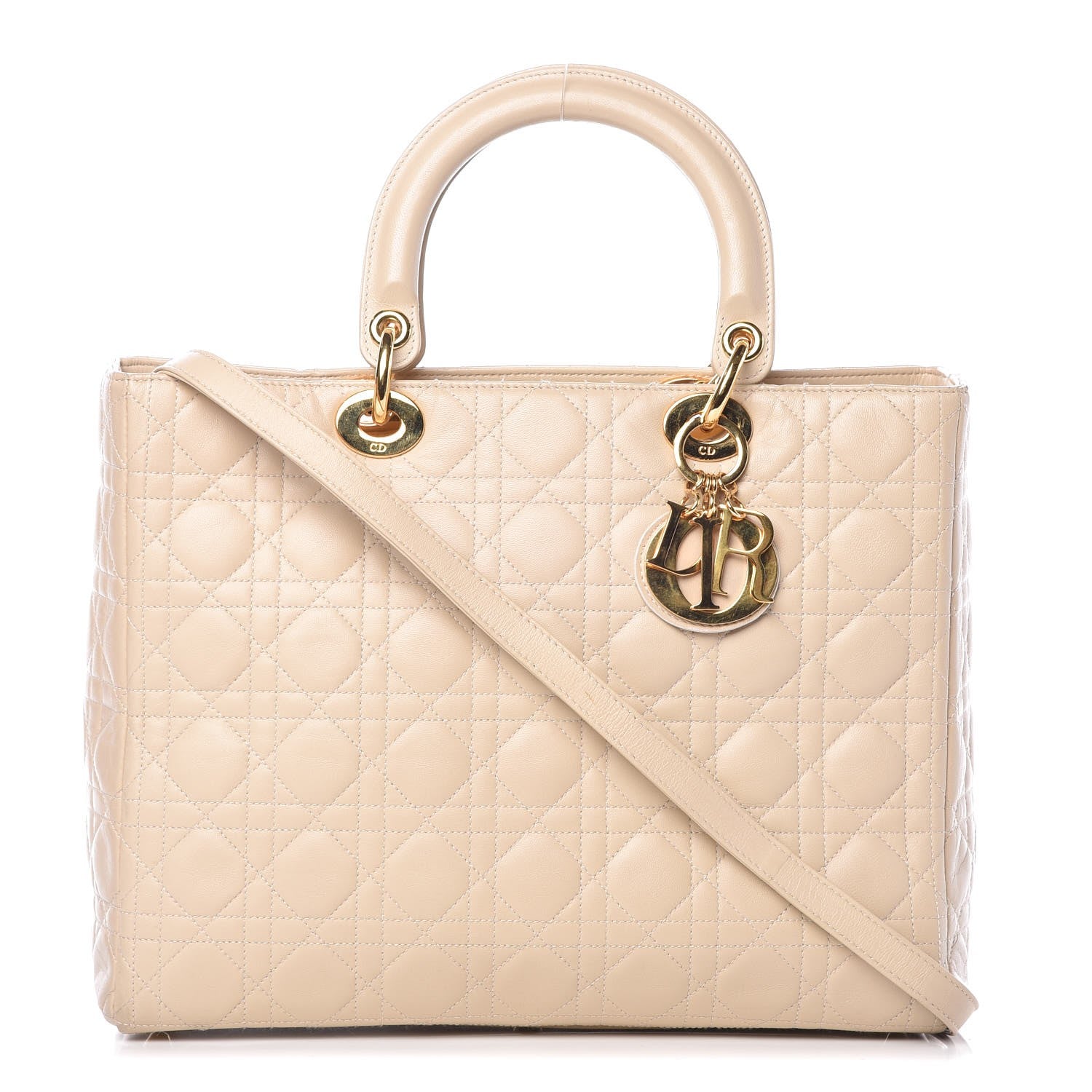 Christian Dior Lambskin Cannage Large Lady Dior Beige 1 of 16