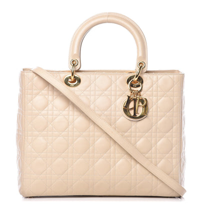 Christian Dior Lambskin Cannage Large Lady Dior Beige 1 of 16