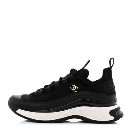 Chanel Velvet Calfskin Mixed Fibers CC Sneakers 38 Black 1 of 9