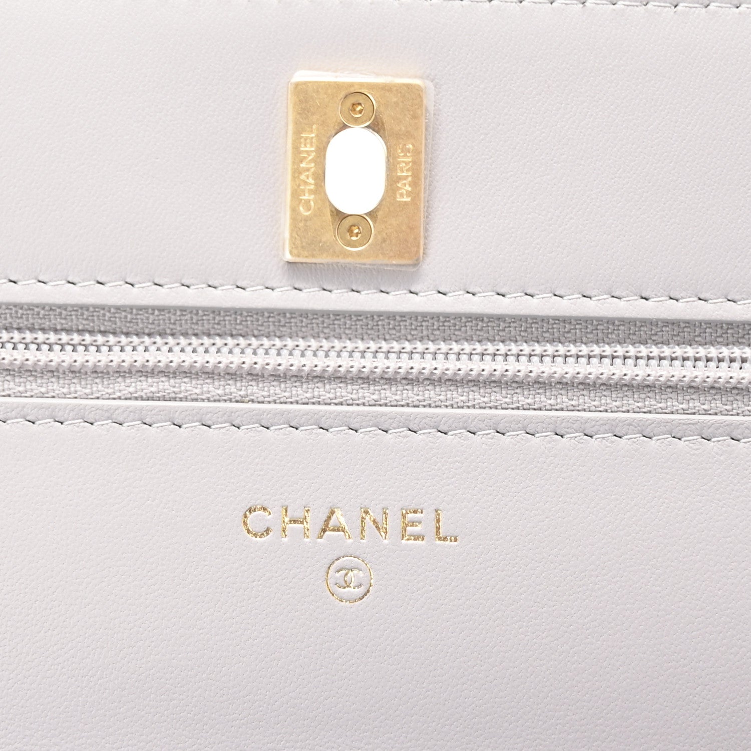 Chanel Lambskin Quilted CC Pearl Crush Wallet on Chain WOC Grey 5 of 10