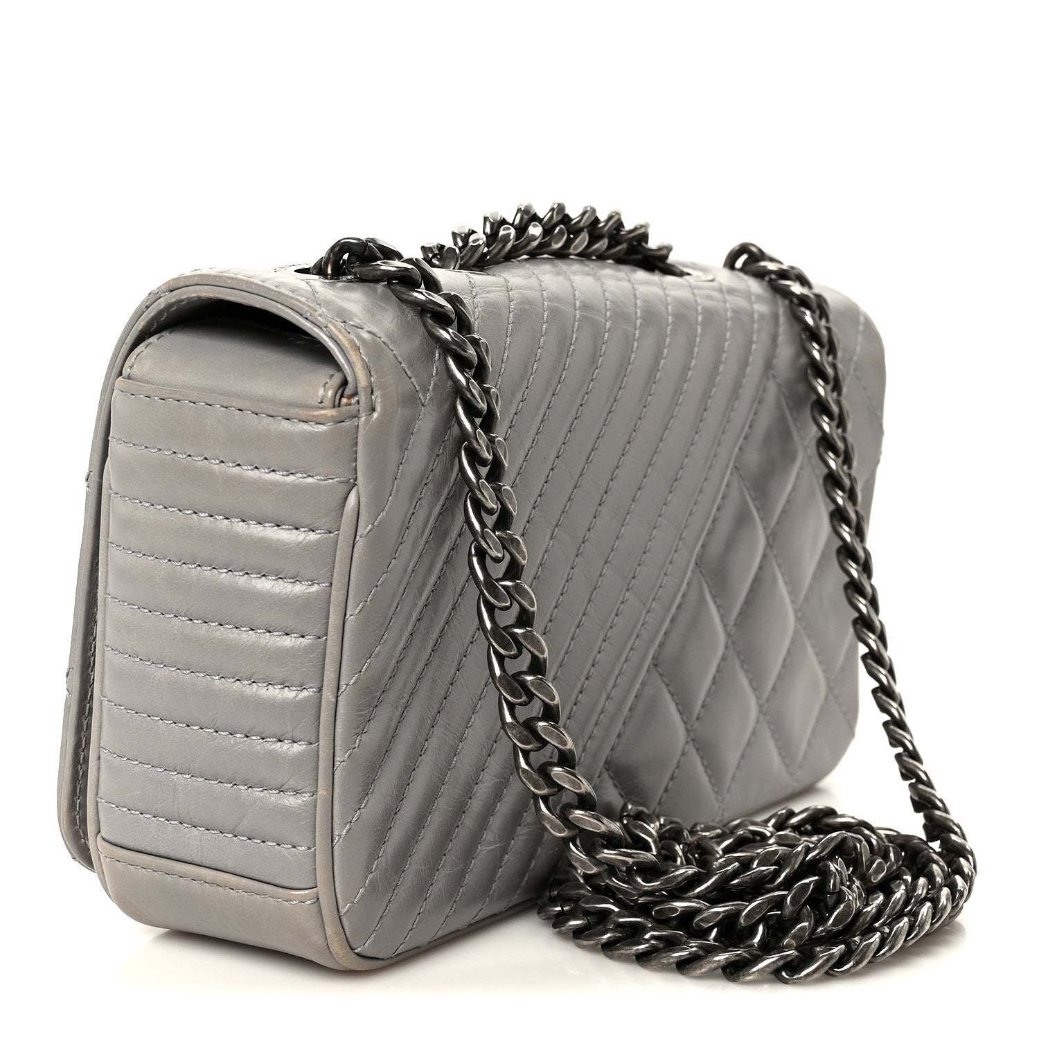 Chanel Glazed Calfskin Quilted Small Coco Boy Flap Grey 3 of 10