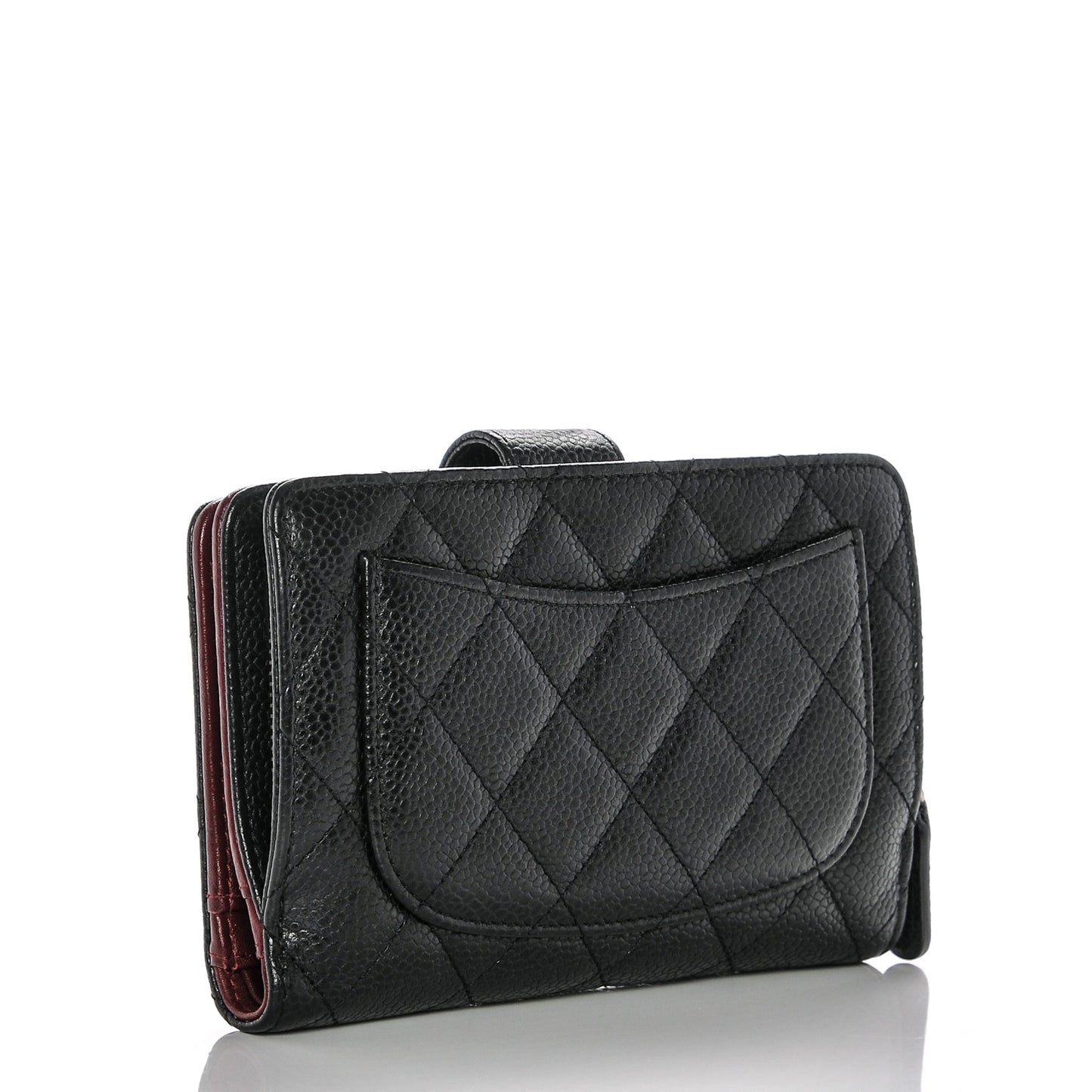 Caviar Quilted Zipped Pocket Wallet Black