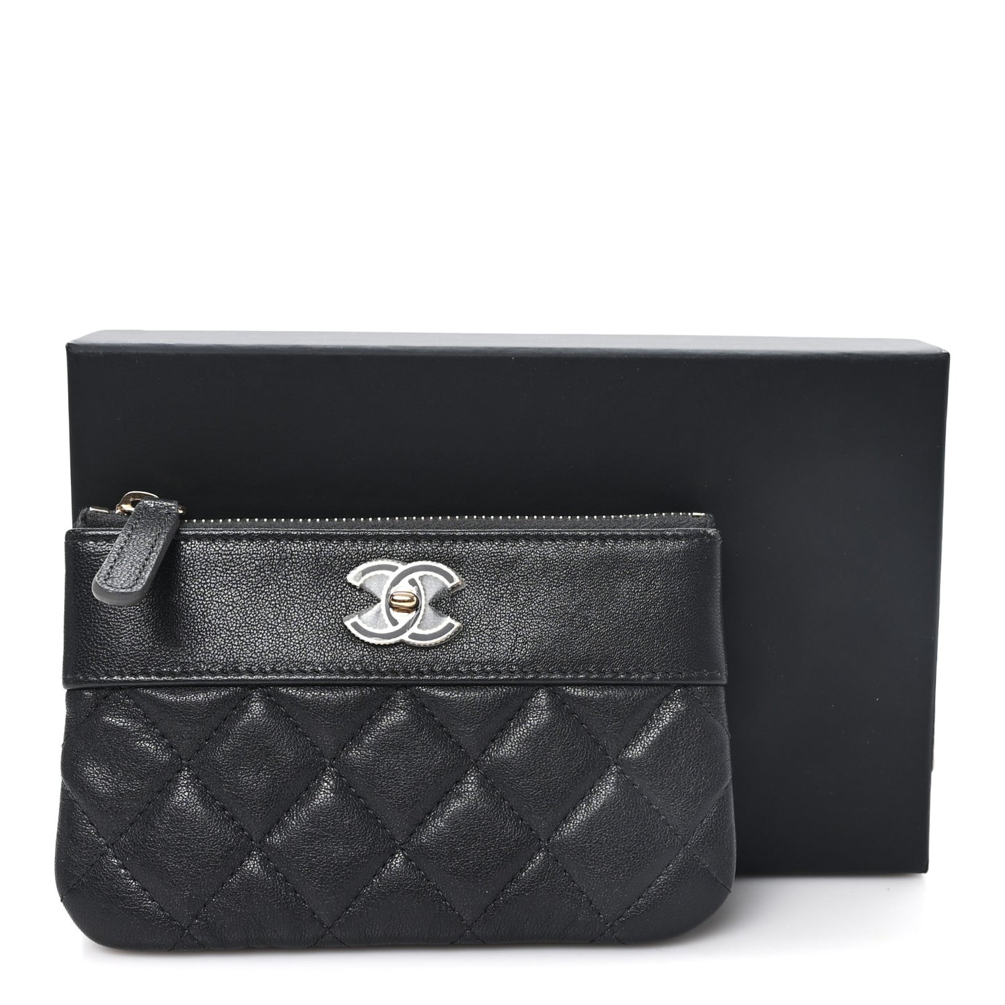 Caviar Quilted Small Vintage Mademoiselle Cosmetic Case Black
