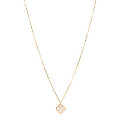 Van Cleef & Arpels 18K Yellow Gold Mother of Pearl Sweet Alhambra Pendant Necklace 1 of 5