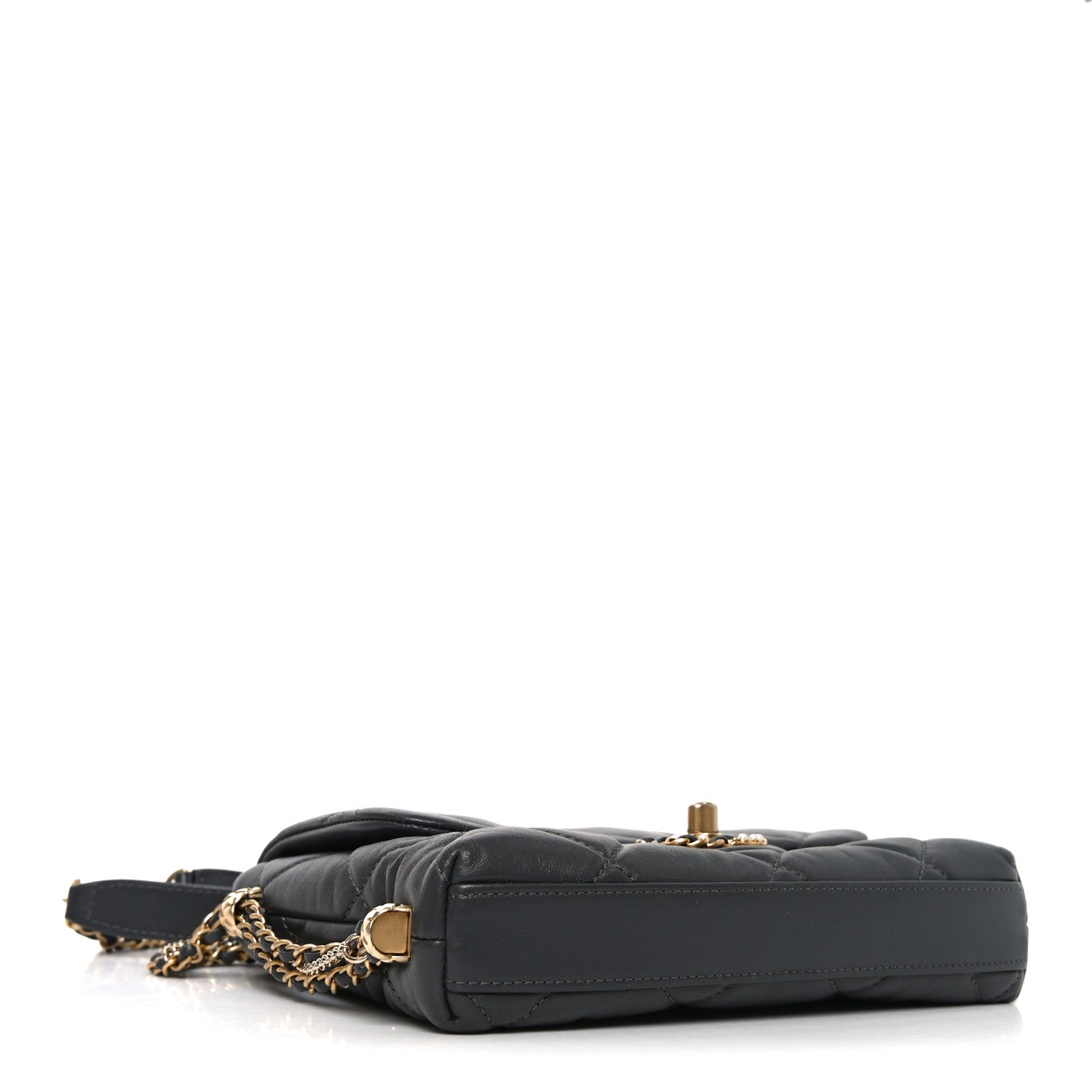 Chanel Lambskin Quilted Mini Crush On Chains Flap Bag Grey 4 of 10
