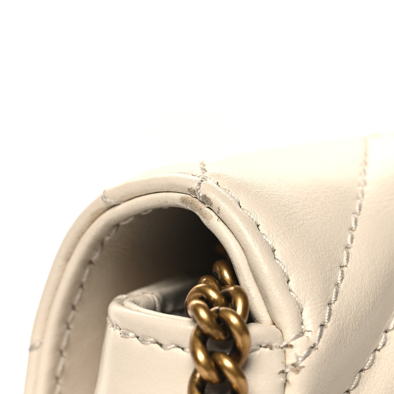 Gucci Calfskin Matelasse Mini GG Marmont Shoulder Bag With Card Holder White Black 14 of 14