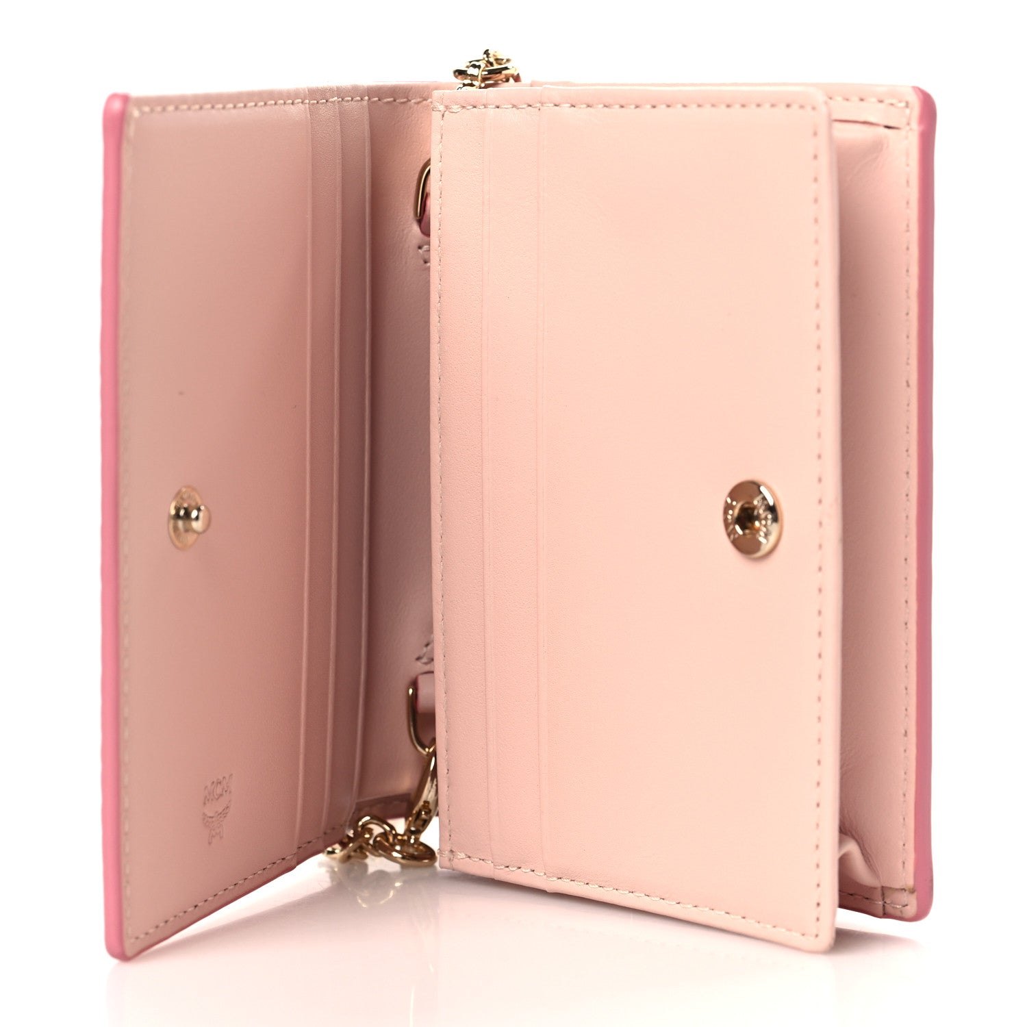 MCM Visetos Original Mini Chain Wallet Light Pink 5 of 11