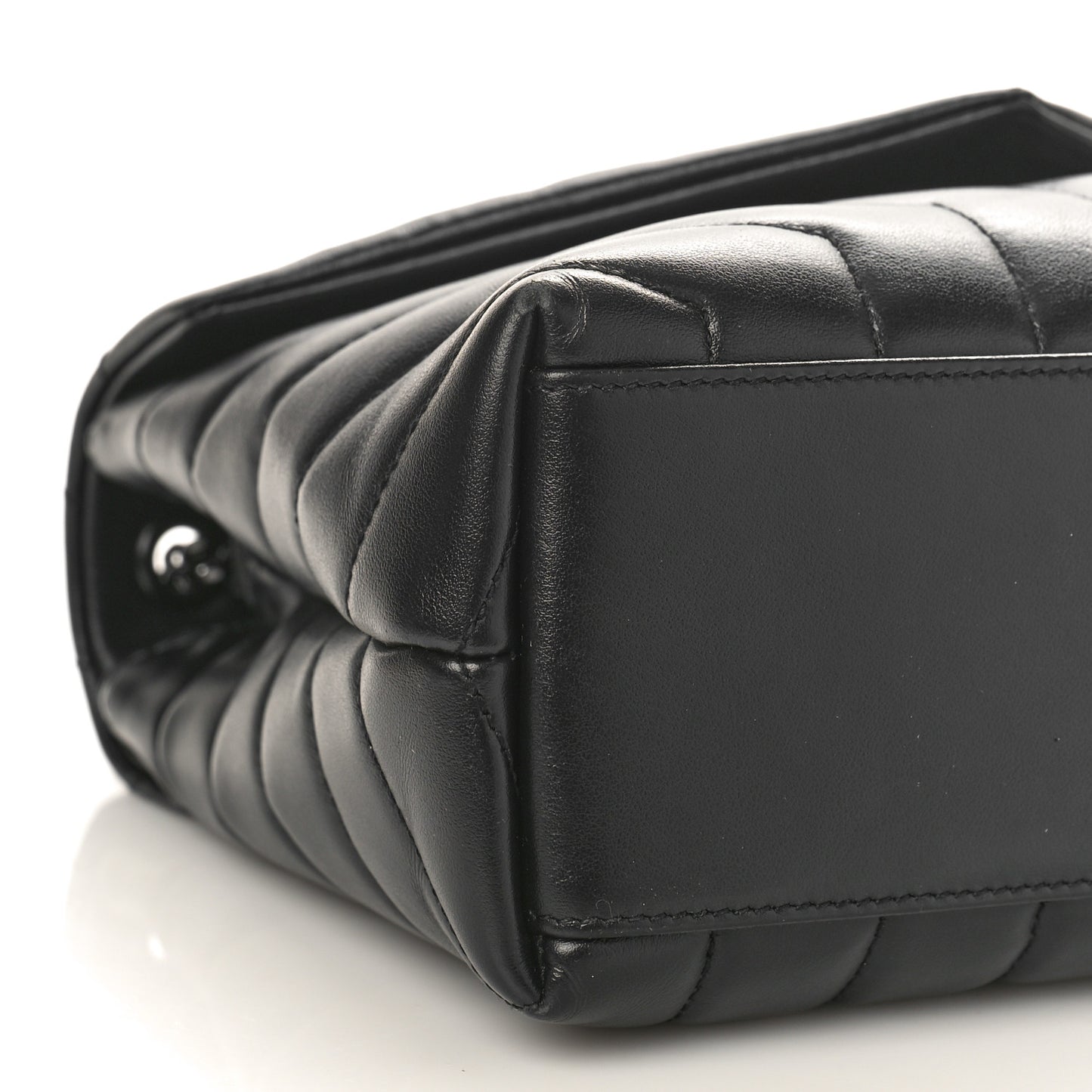 Calfskin Y Quilted Monogram Monochrome Small Loulou Chain Satchel Black