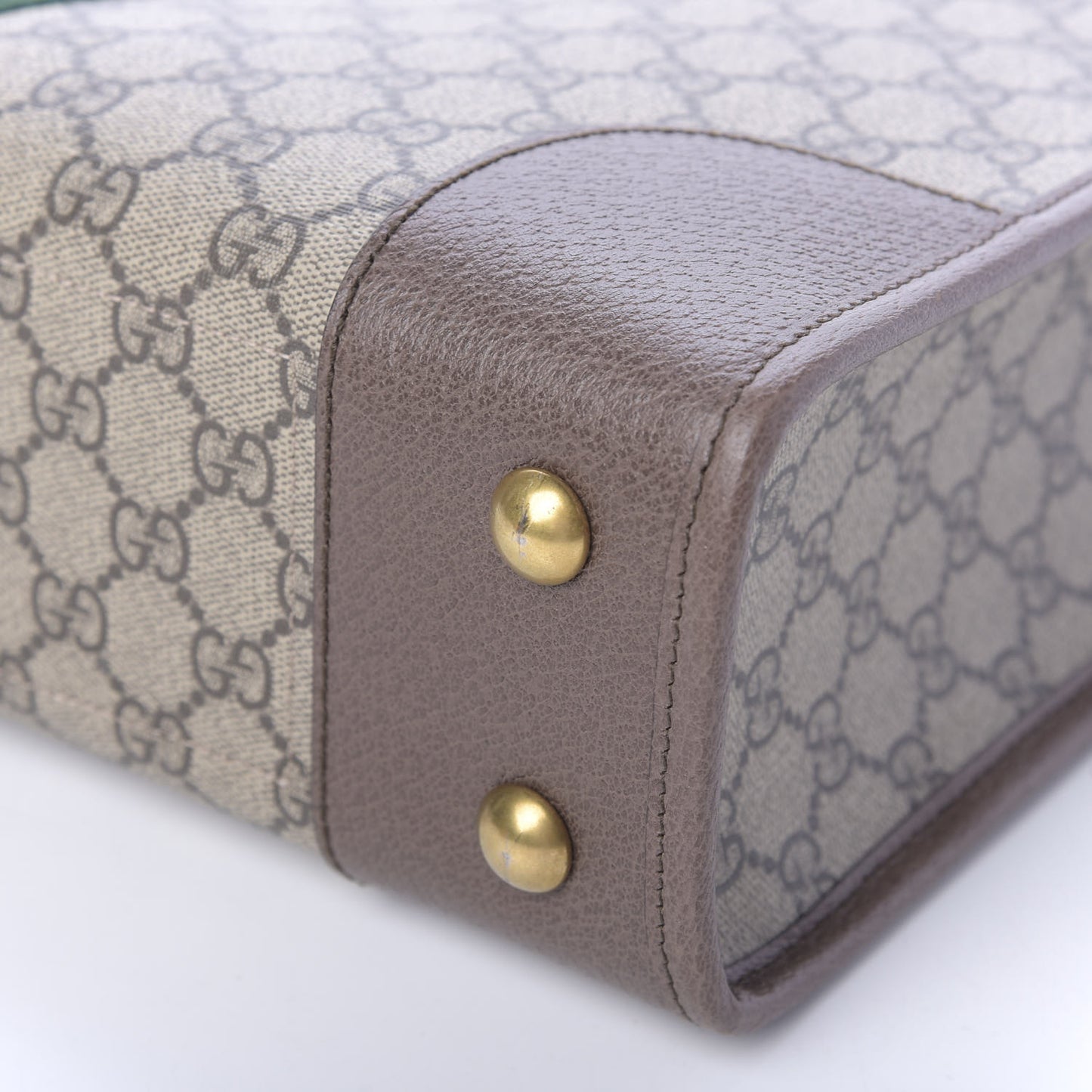 GG Supreme Monogram Textured Calfskin Web Medium Ophidia Slip Handle Tote Beige Ebony New Acero
