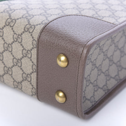 Gucci GG Supreme Monogram Textured Calfskin Web Medium Ophidia Slip Handle Tote Beige Ebony New Acero 8 of 11