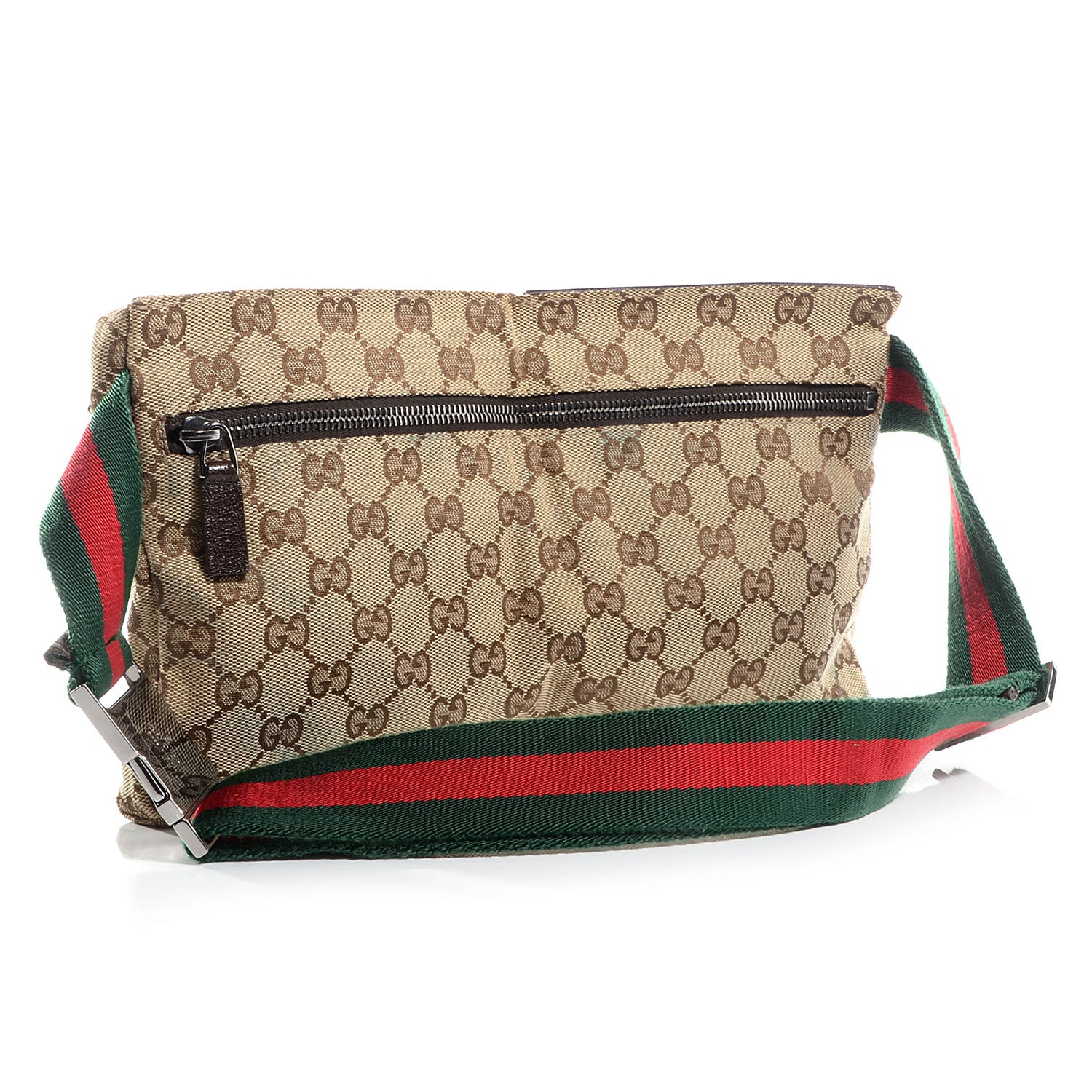 Gucci GG Monogram Web Double Pocket Belt Bag Brown 3 of 8