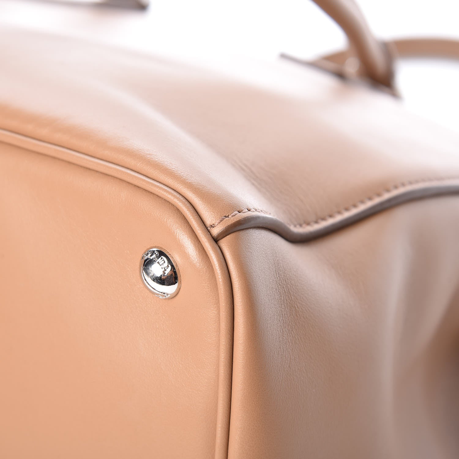 Prada City Calfskin Bi-Color Large Galleria Double Zip Tote Caramel Orange 12 of 12