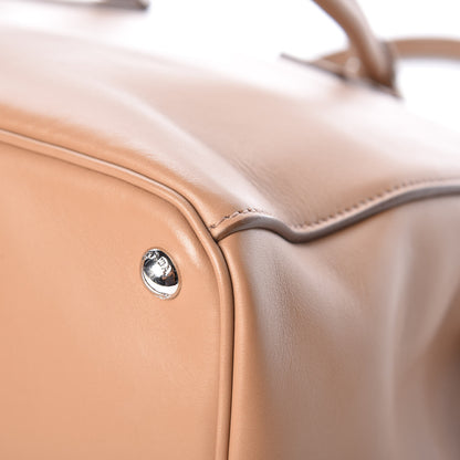 Prada City Calfskin Bi-Color Large Galleria Double Zip Tote Caramel Orange 12 of 12