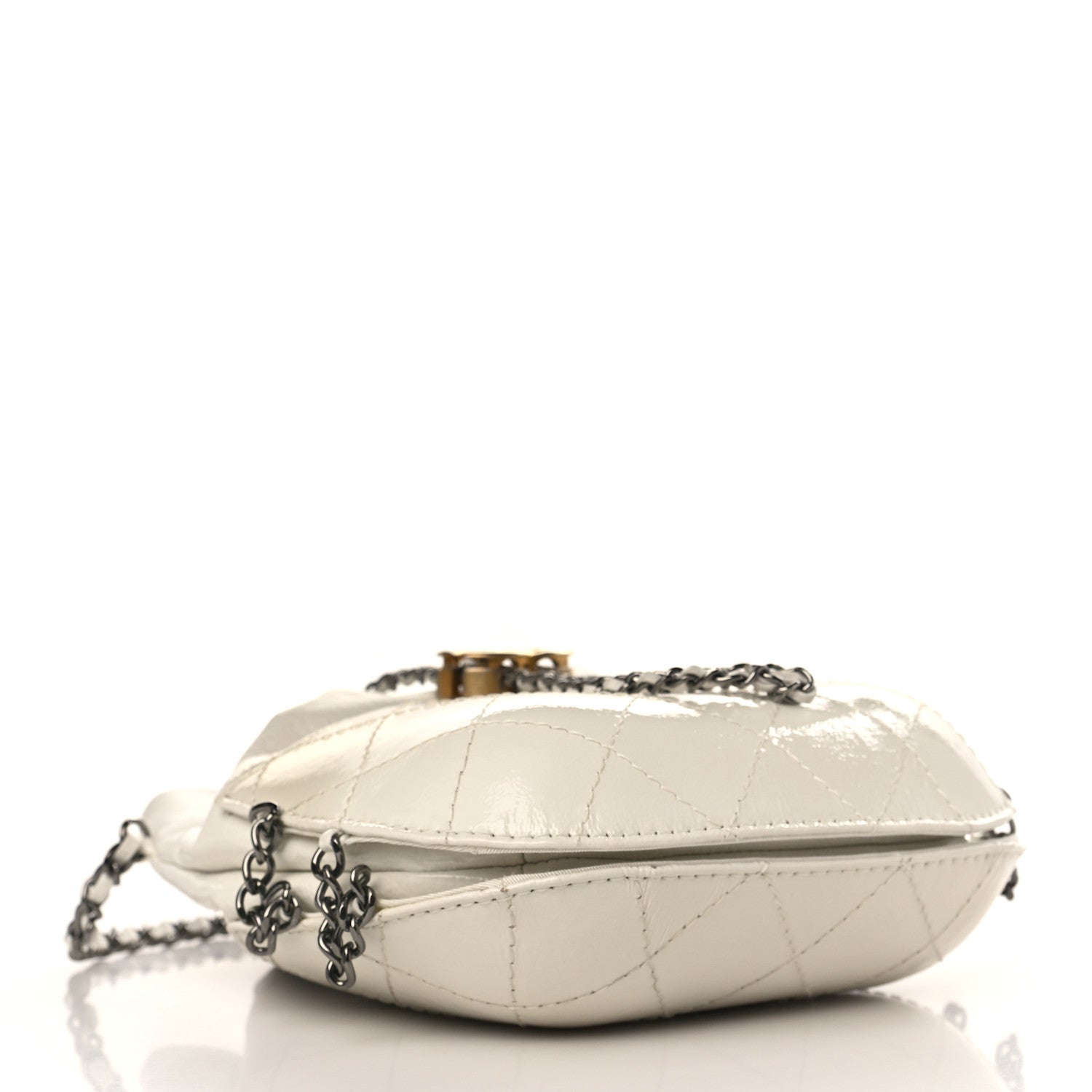 Chanel Patent Goatskin Quilted Small Gabrielle Bucket White 4 of 10