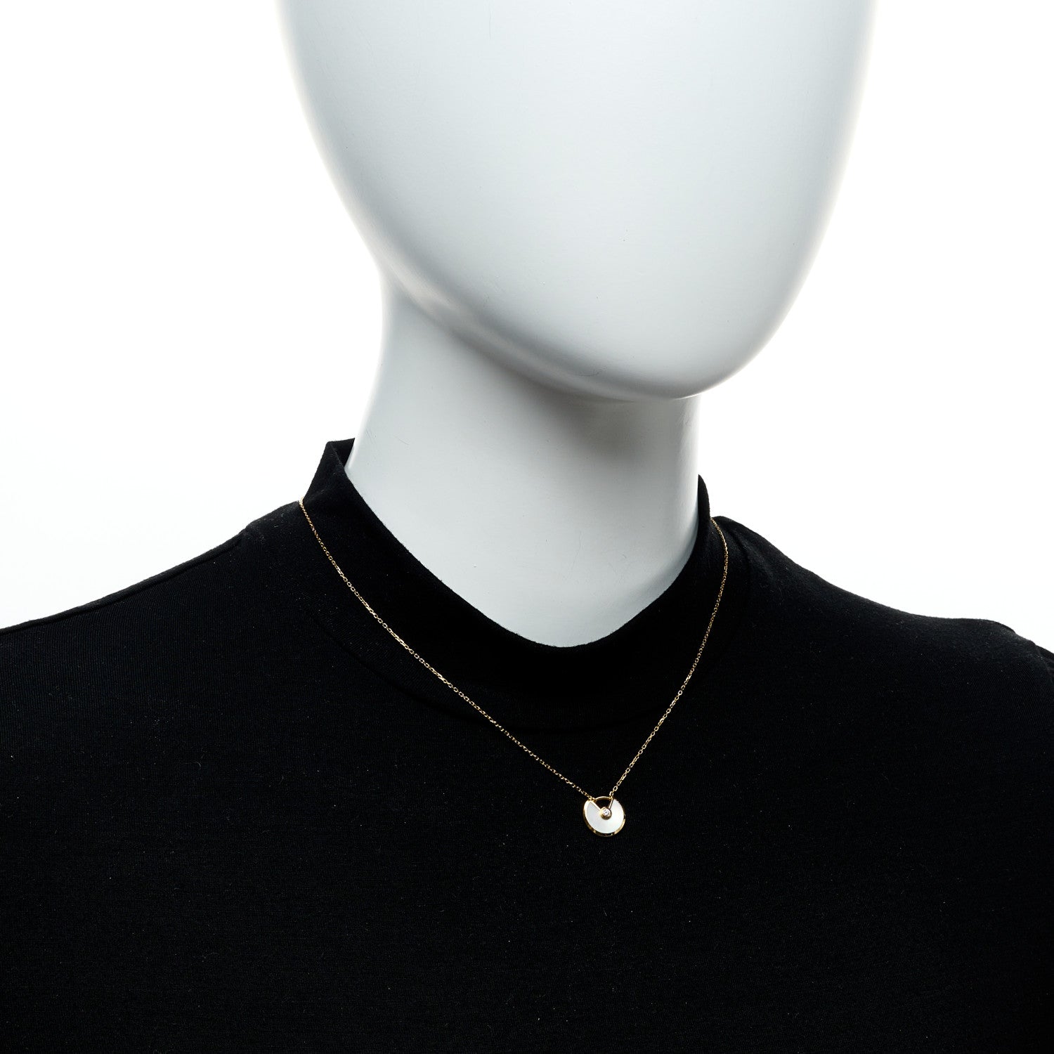 Cartier 18K Yellow Gold Diamond Mother of Pearl XS Amulette de Cartier Pendant Necklace 2 of 5