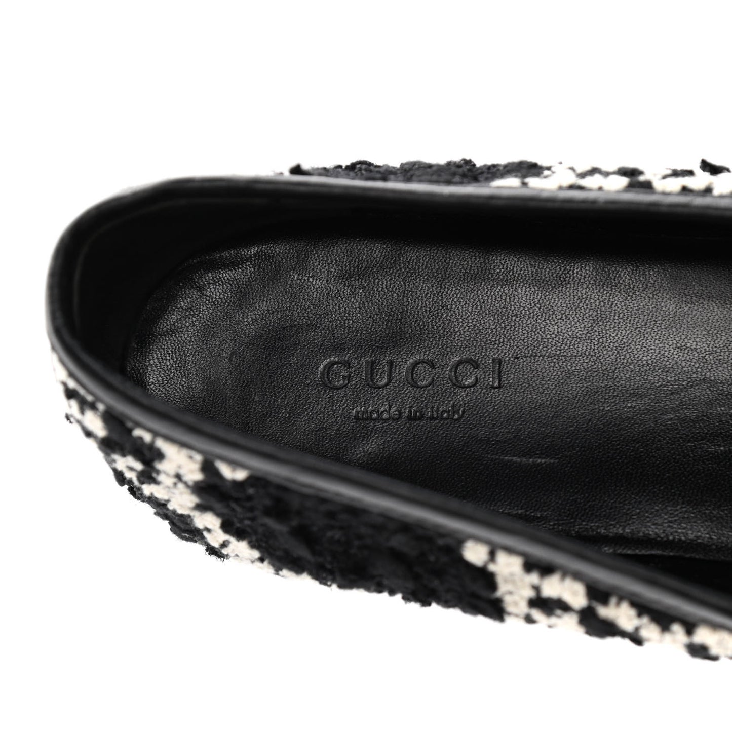 Tweed GG Monogram Horsebit Womens Jordaan Loafers 38.5 Black Natural