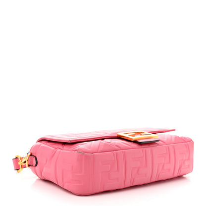 Fendi Nappa FF 1974 Embossed Baguette Rosa Fluo 4 of 12