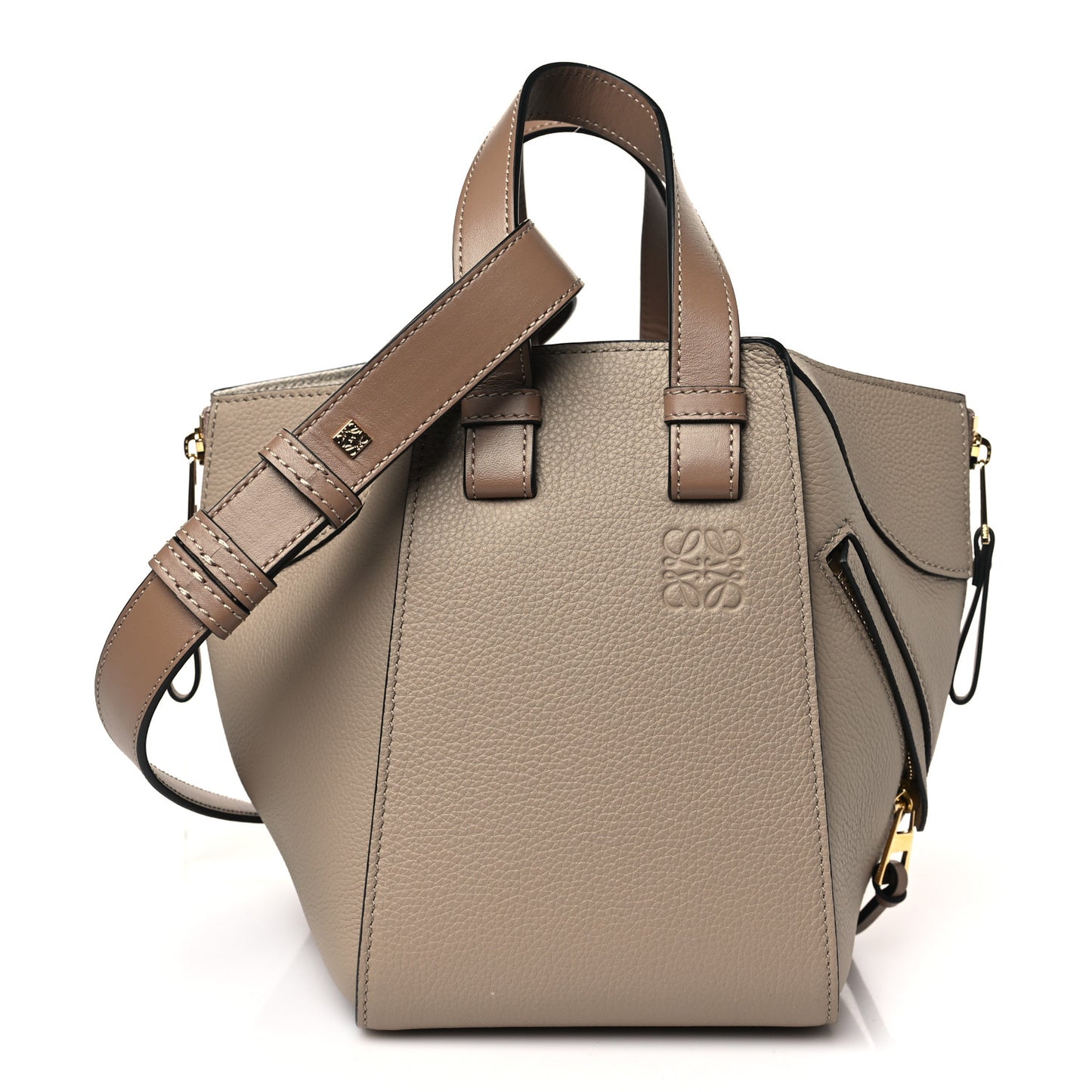 Soft Grained Calfskin Compact Hammock Shoulder Bag Sand