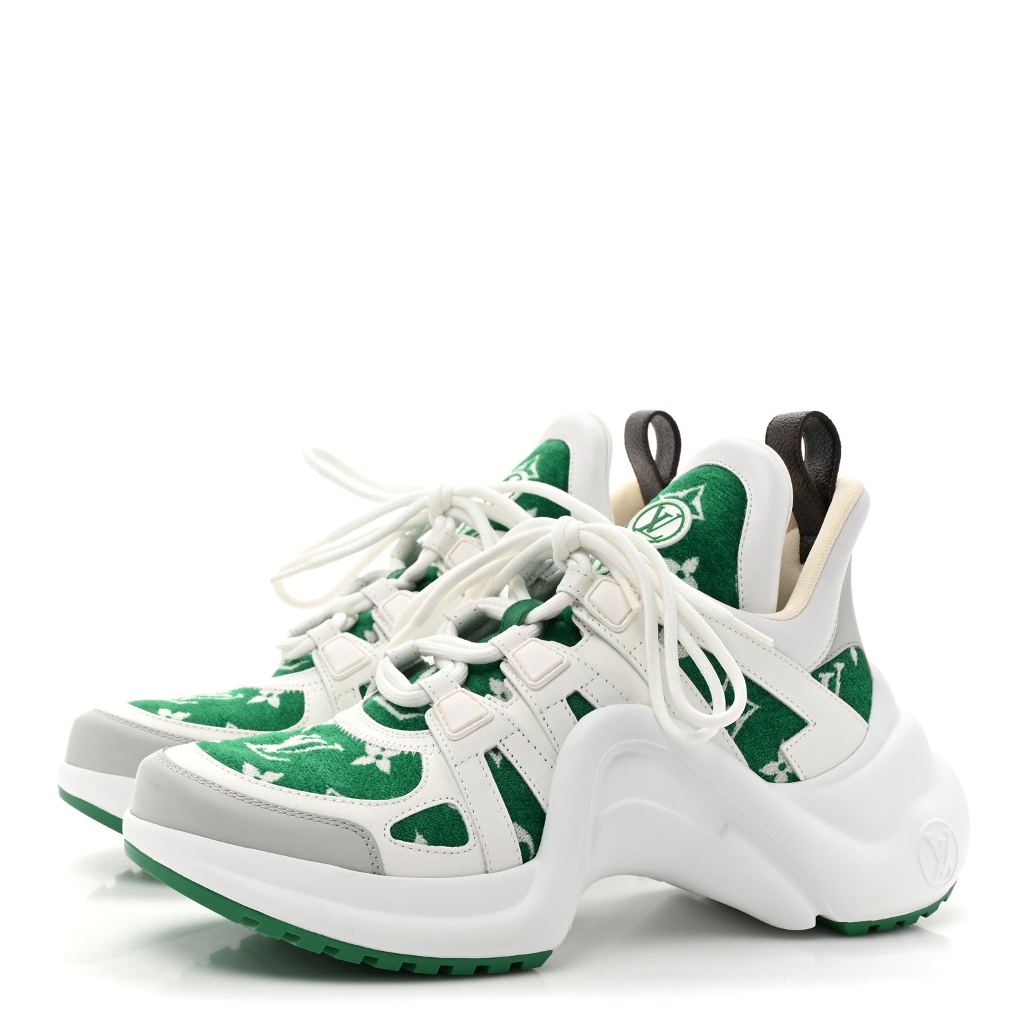 Louis Vuitton Jacquard Velvet Monogram LV Archlight Sneakers 38.5 White Vert 3 of 8