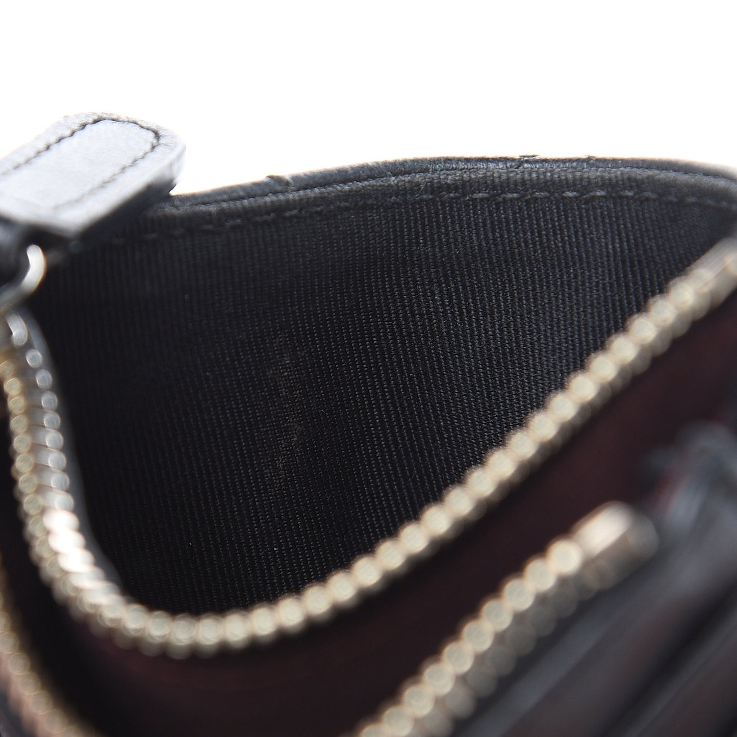Lambskin Quilted Zip Card Holder Black