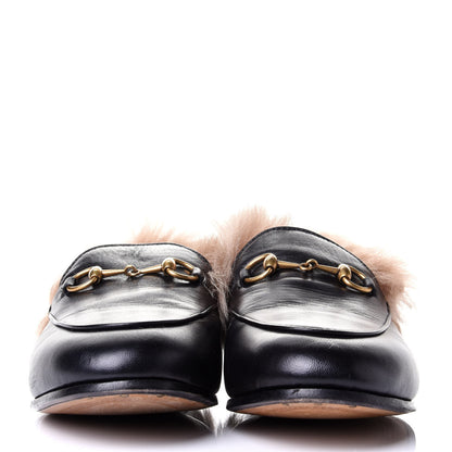 Gucci Malaga Kid Fur Womens Jordaan Loafers 36 Black Natural 2 of 4