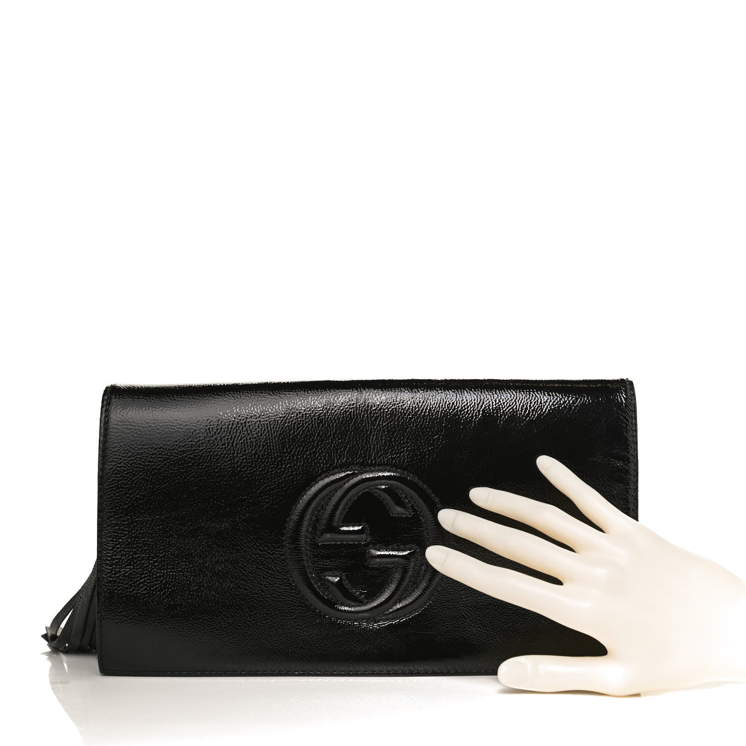 Gucci Soft Patent Medium Soho Clutch Black 2 of 13