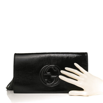 Gucci Soft Patent Medium Soho Clutch Black 2 of 13
