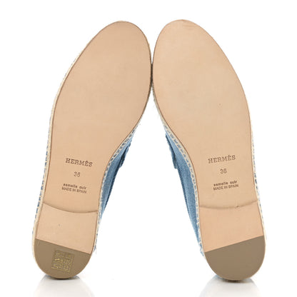 Hermes Denim Canvas Womens Trip Espadrilles 36 Bleu Clair 5 of 9