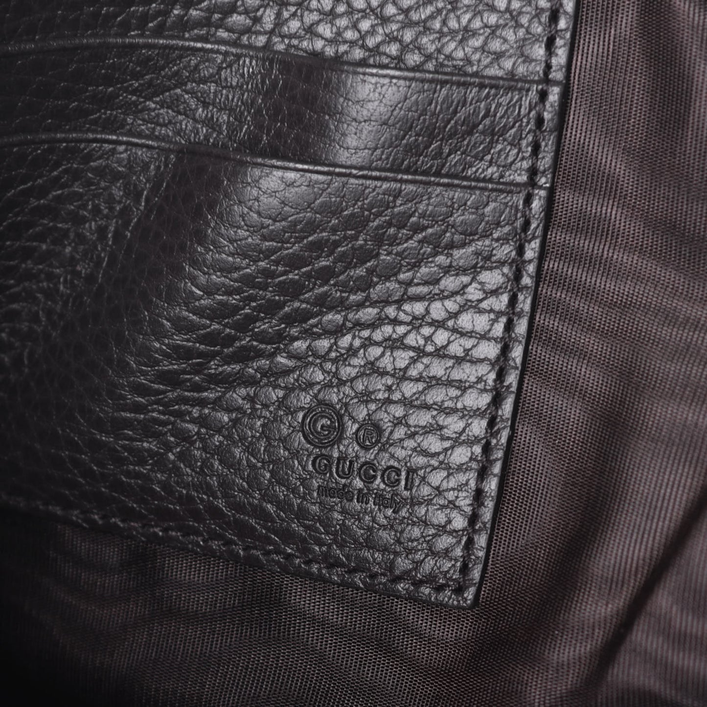 Grained Calfskin Zip Wristlet Pouch Dark Brown