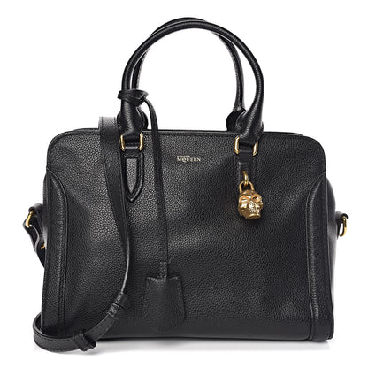 Alexander McQueen Pebbled Calfskin Small Skull Padlock Zip Around Tote Black 1 of 13