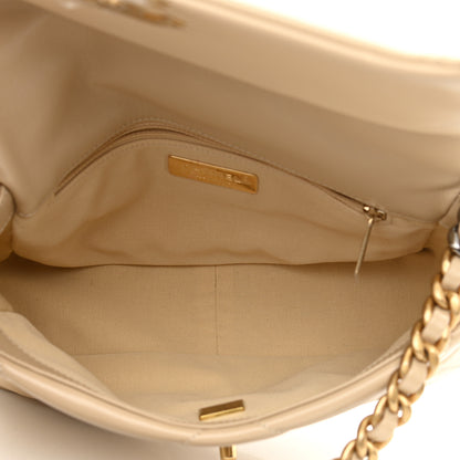 Chanel Shiny Goatskin Quilted Medium Chanel 19 Flap Beige 5 of 10