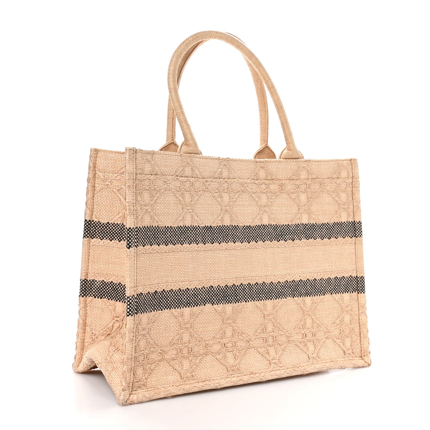 Raffia Cannage Medium Book Tote Natural