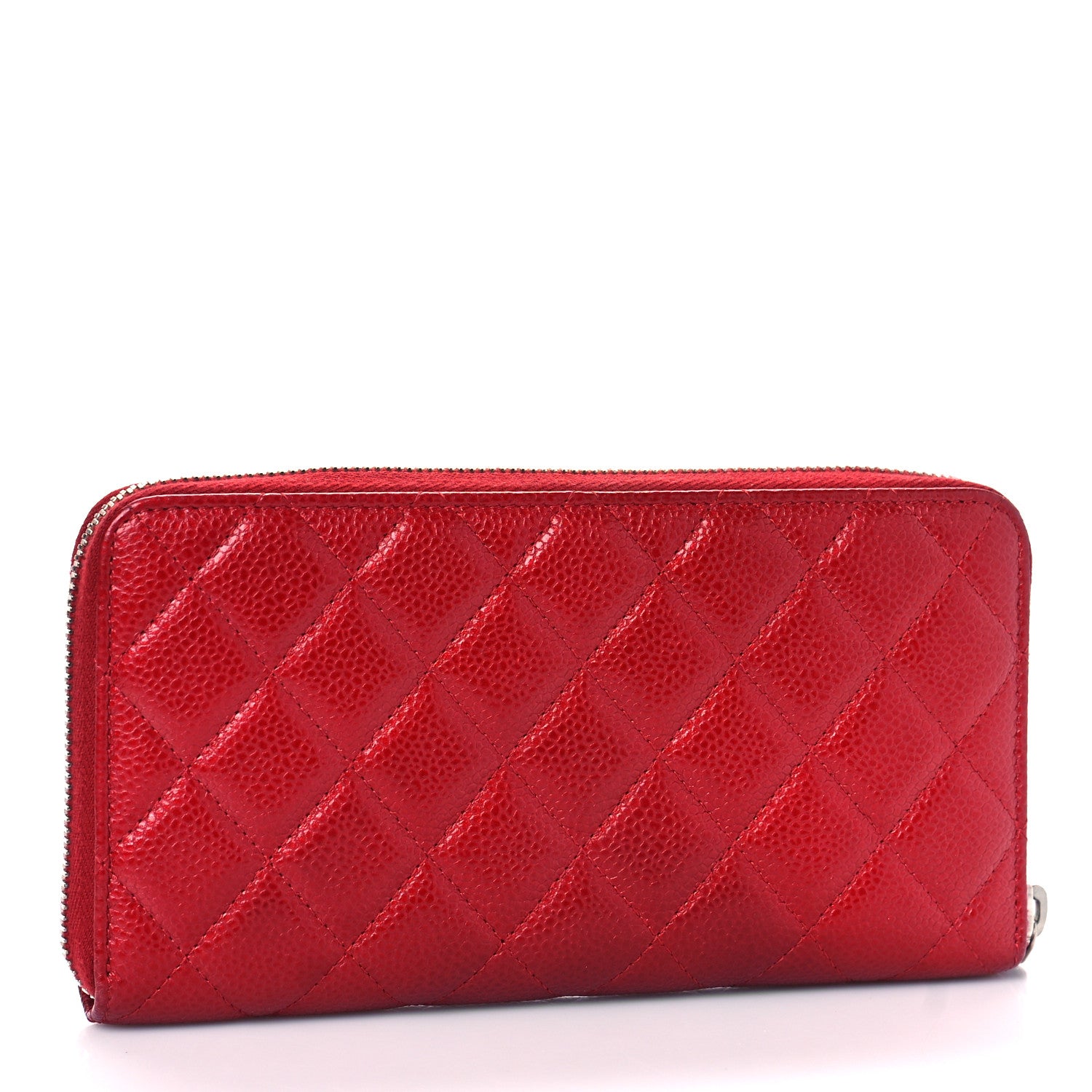 Chanel Caviar Quilted Large Gusset Zip Around Wallet Red 3 of 11
