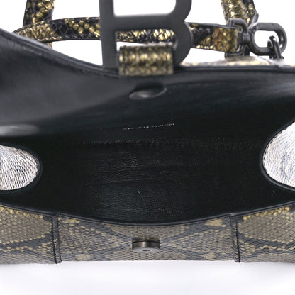 Balenciaga Shiny Calfskin Snakeskin Embossed Hourglass Top Handle Bag XS Gold Black 5 of 11