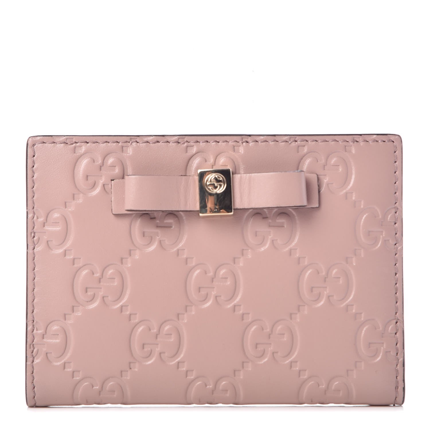 Gucci Guccissima Bow Train Pass Case Soft Pink 1 of 16