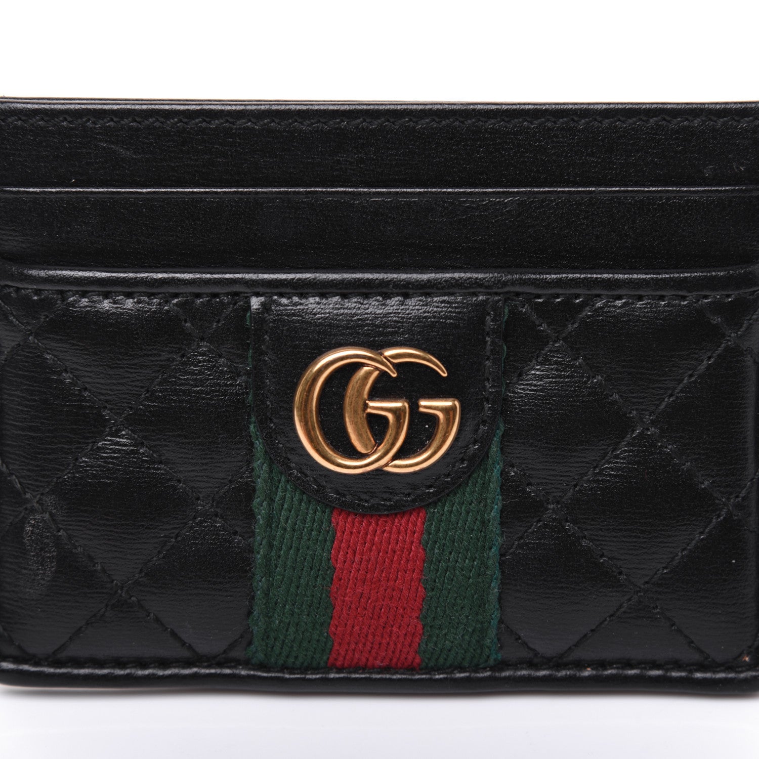 Gucci Calfskin Web Trapuntata Ophidia Card Holder Black 15 of 16