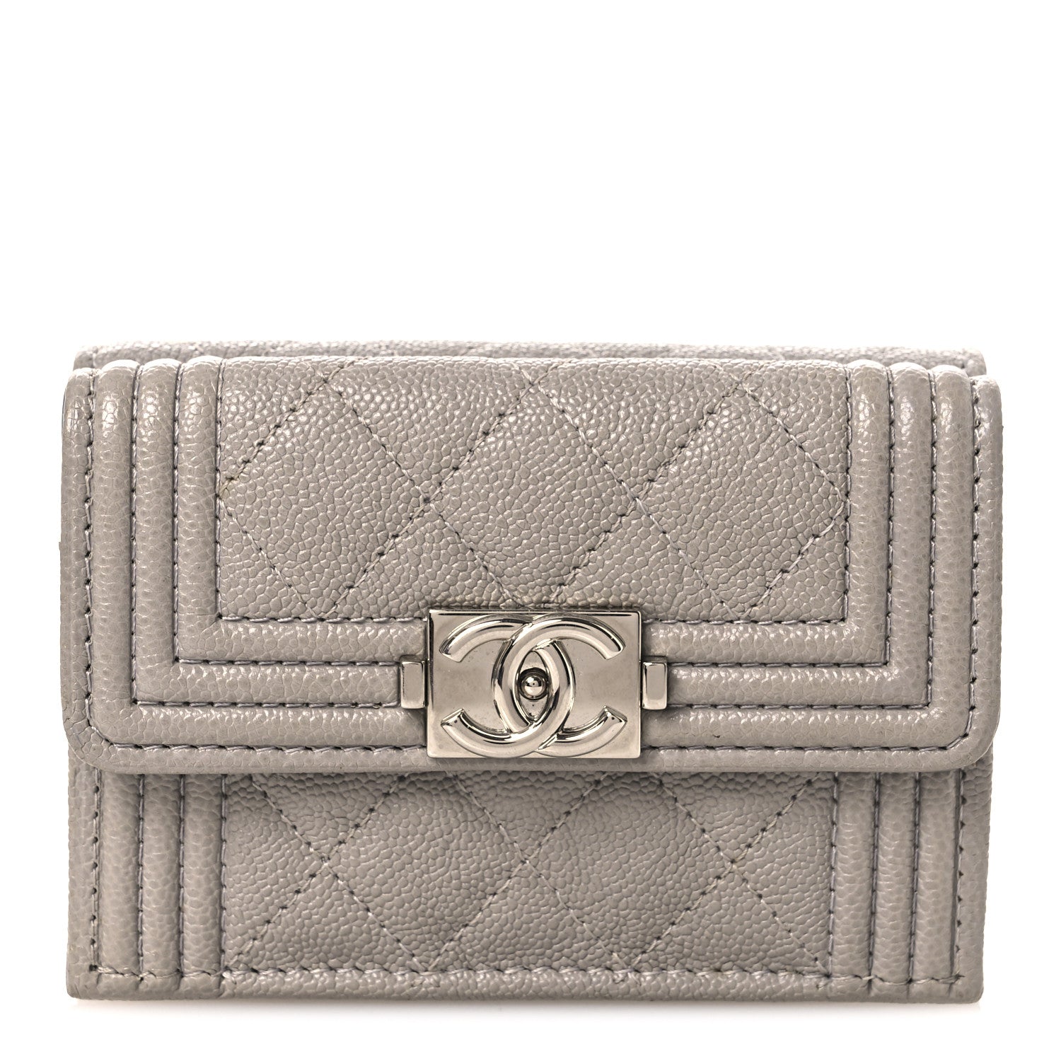 Chanel Caviar Quilted Small Boy Flap Wallet Grey 1 of 8