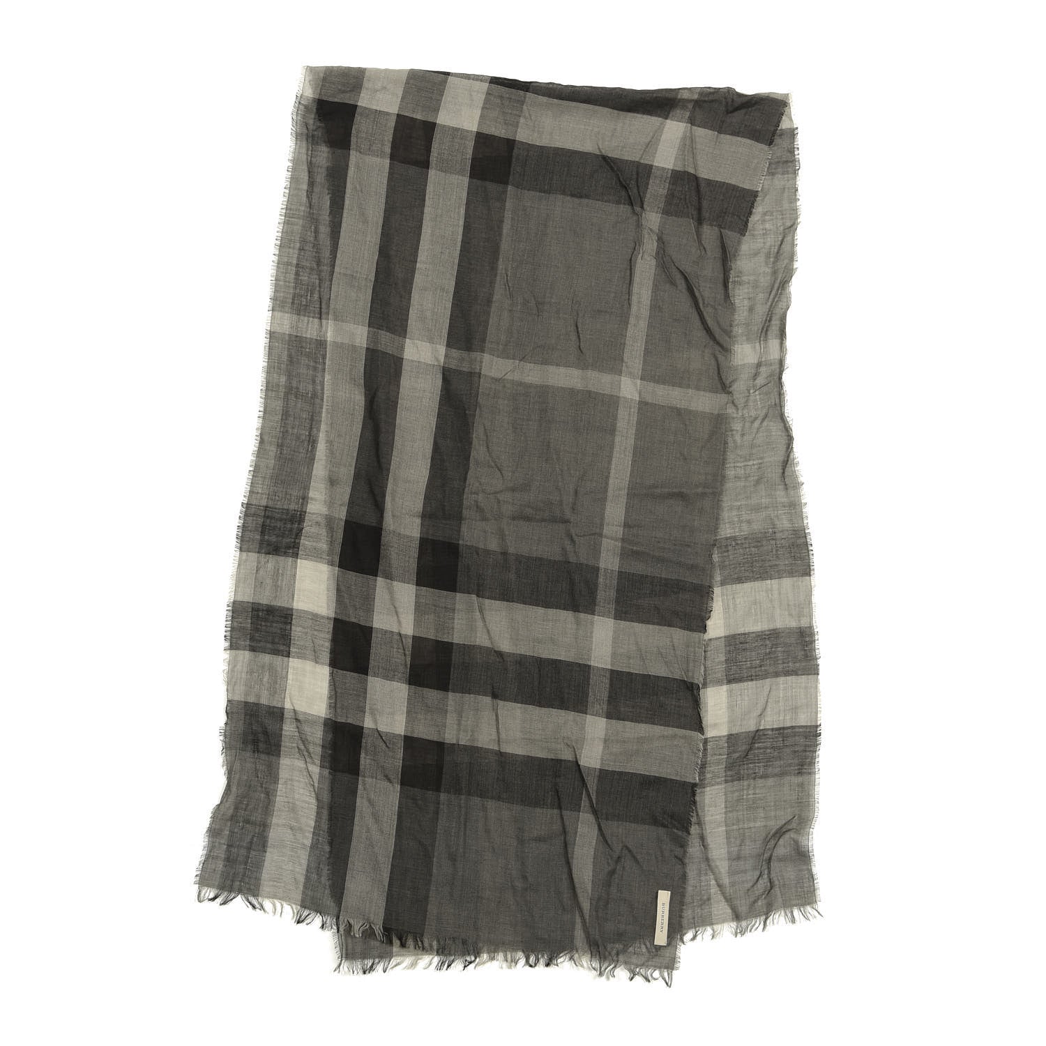 Burberry Wool Silk Gauze Giant Exploded Check Scarf Charcoal 2 of 4