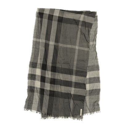Burberry Wool Silk Gauze Giant Exploded Check Scarf Charcoal 2 of 4