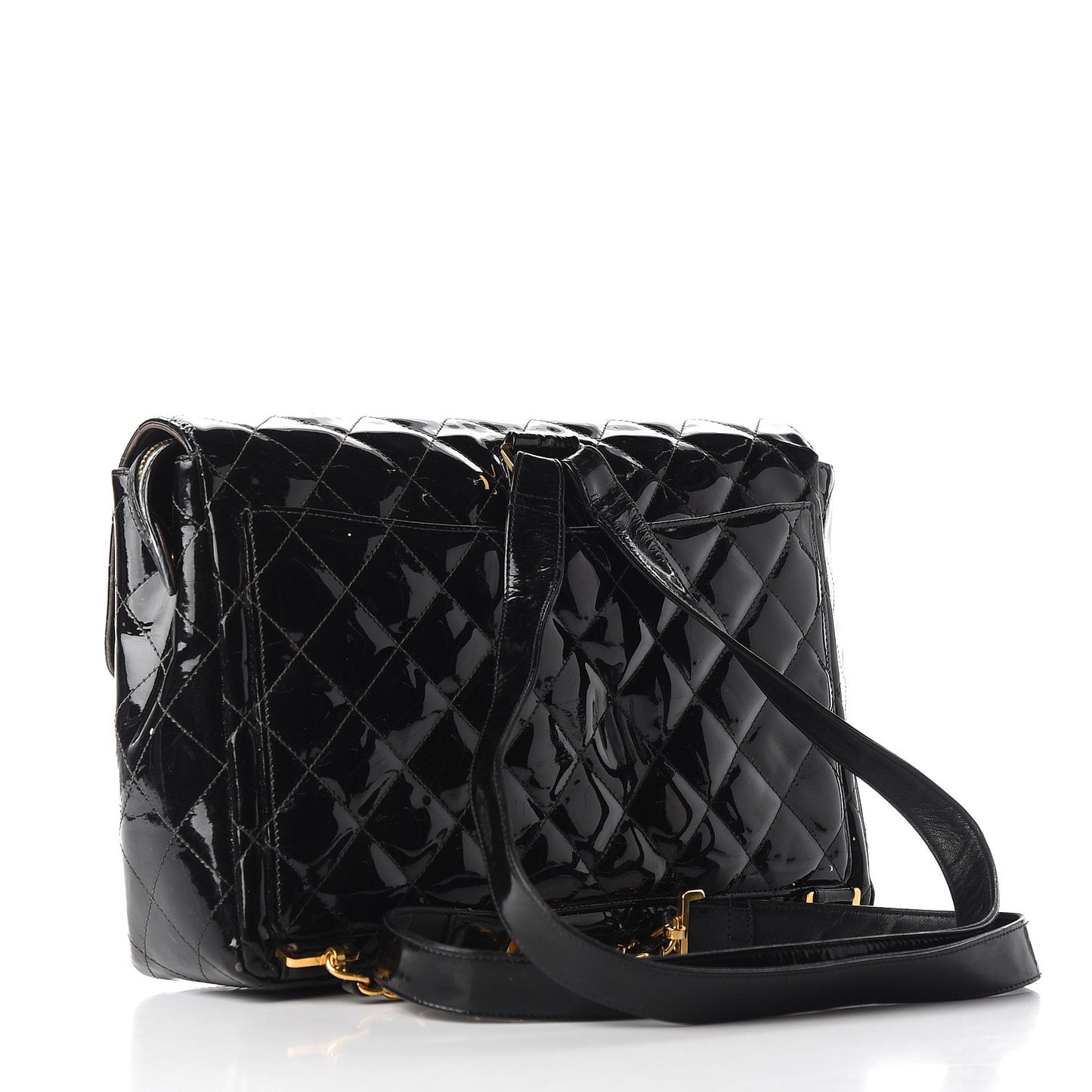 Patent Quilted Backpack Black