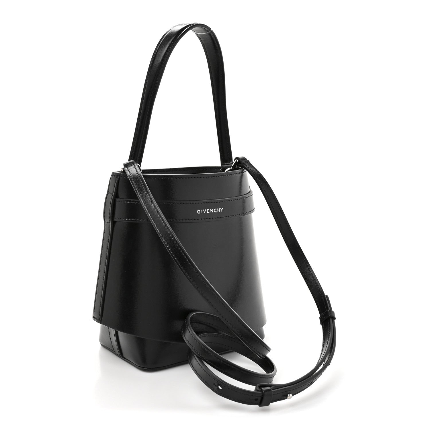 GIVENCHY カーフレザー　ハンドバッグ　ボックス　スクエア　ブラック Givenchy Box Calfskin Shark Lock Bucket Bag Black 1836809