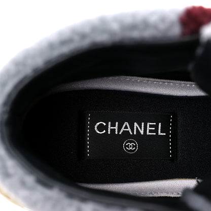 Chanel Shearling Suede CC High Top Sneakers 39 Grey Pink Burgundy 8 of 10