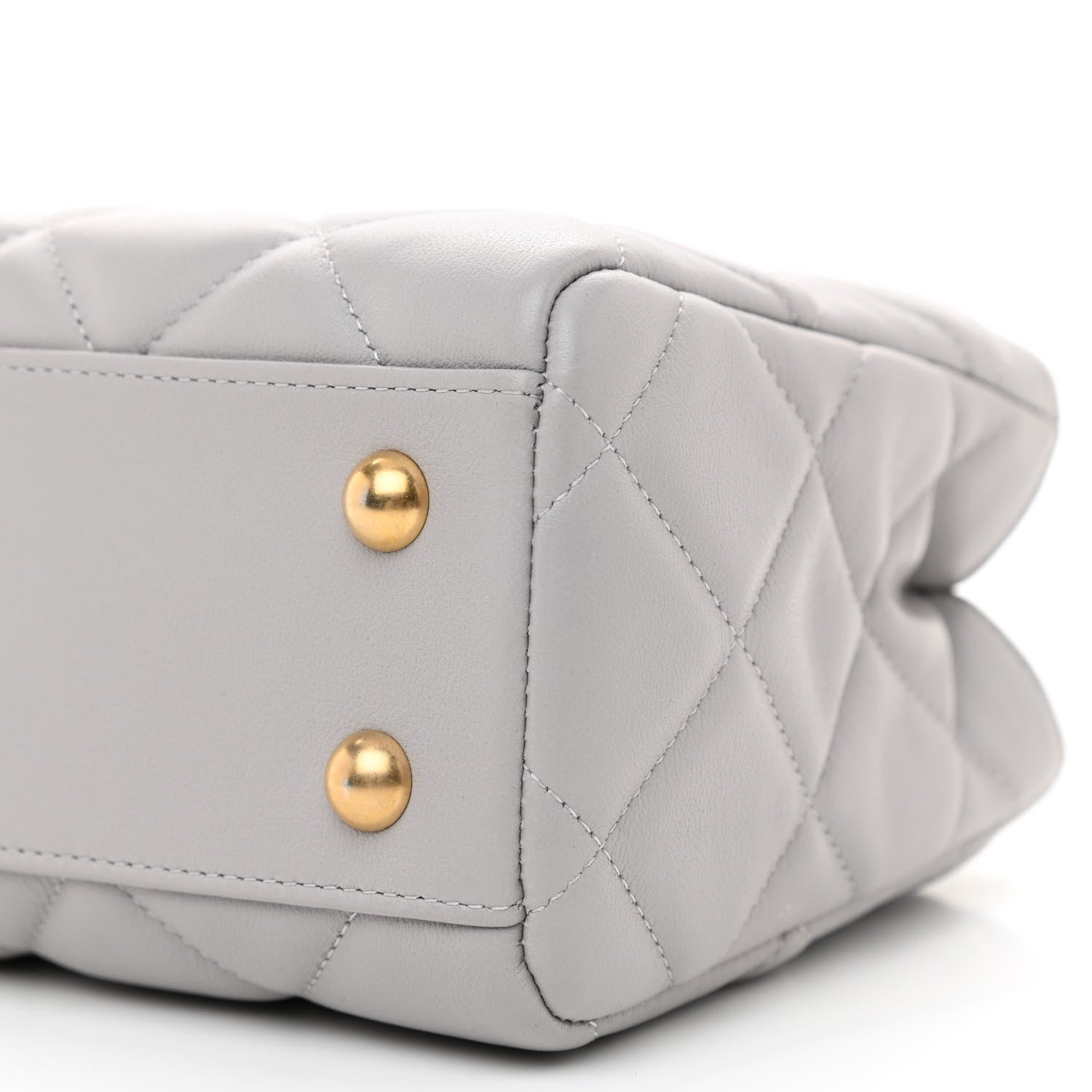 Chanel Calfskin Quilted Lady Handle Clutch Tote Grey 10 of 11
